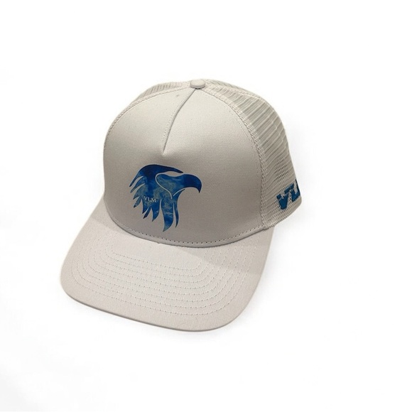 NWOT VLM Blue Fire Trucker Hat Unisex Snapback White and Blue - Picture 1 of 7